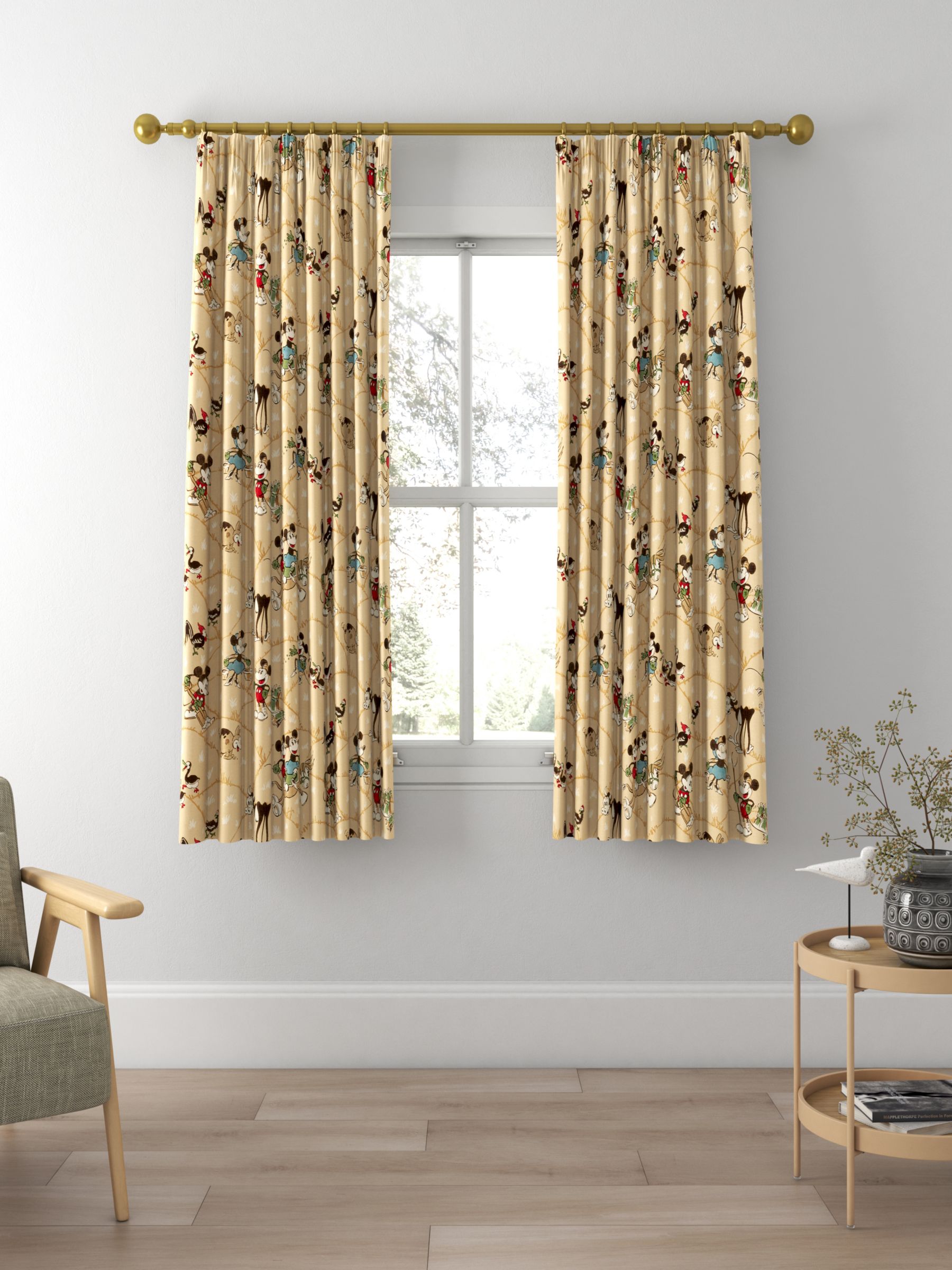 Sanderson Mickey & Minnie Made to Measure Curtains, Butterscotch