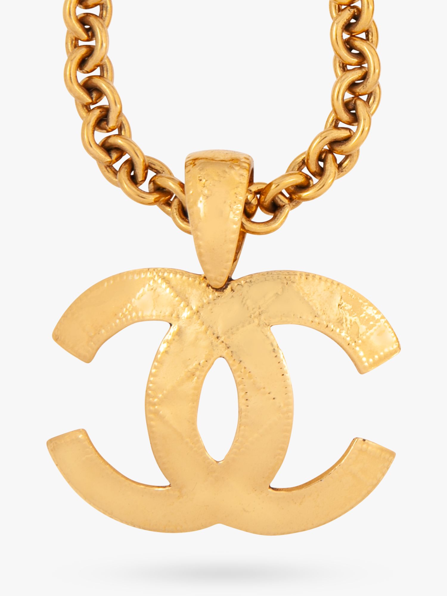 Susan Caplan Vintage Chanel Quilted Logo Pendant Necklace at John ...