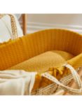 The Little Green Shop Organic Cotton & Linen Rice Print Baby Fitted Sheet, Moses Basket, Honey