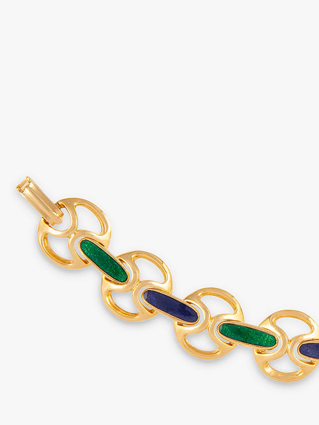 Susan Caplan Vintage Rediscovered Collection Enamel Round Link Chain Bracelet, Gold/Multi