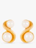 Susan Caplan Vintage Rediscovered Collection Duo Faux Pearl Stud Earrings, Gold