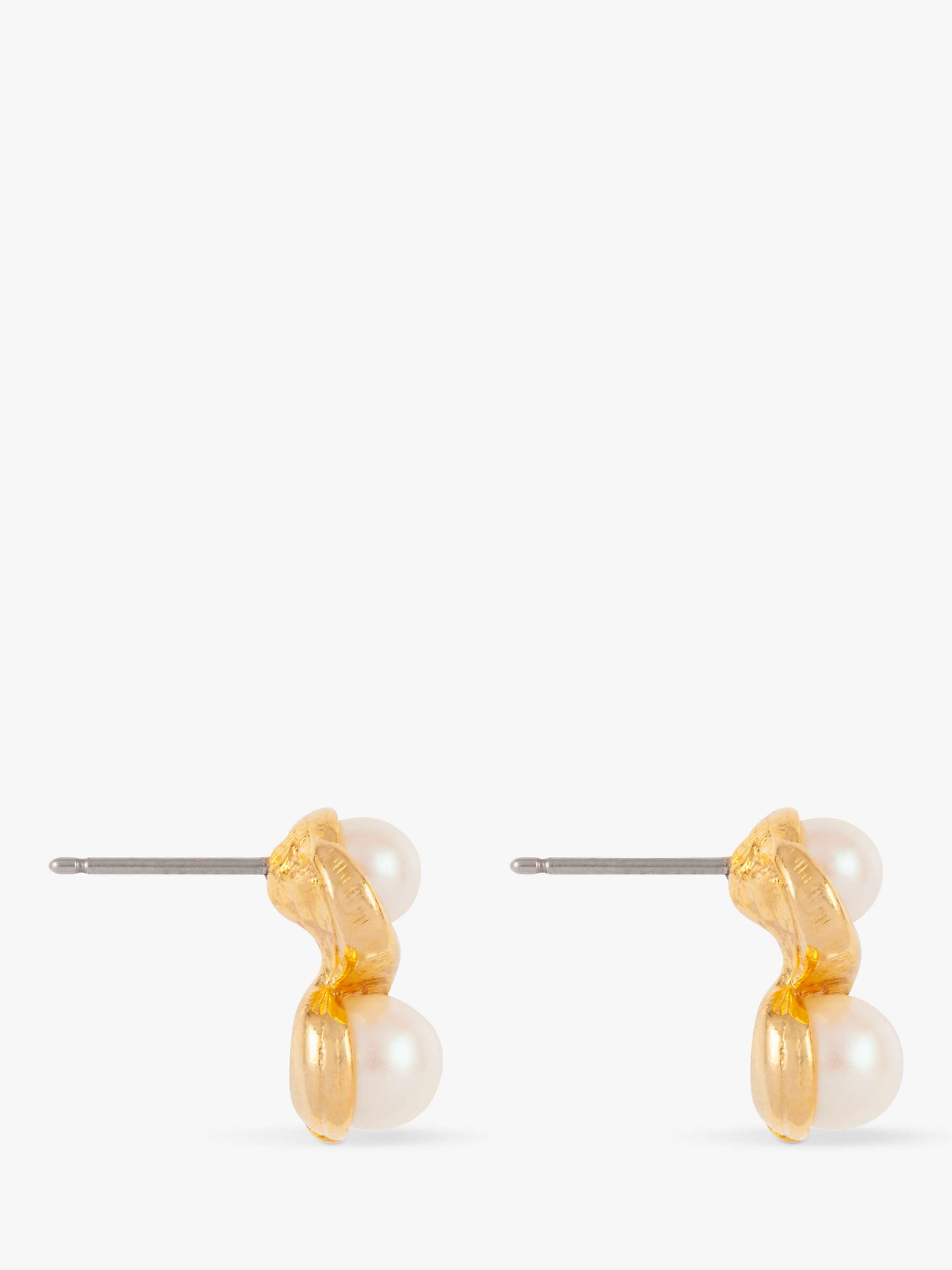 Buy Susan Caplan Vintage Rediscovered Collection Duo Faux Pearl Stud Earrings, Gold Online at johnlewis.com