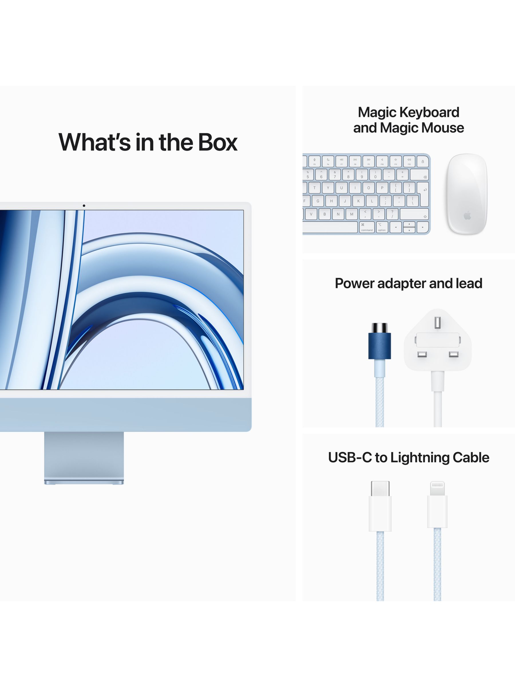 Apple iMac 24 (Late 2023) with Apple M3, 4.5K Retina Display, 8GB RAM,  256GB SSD, 8-core CPU, 8-core GPU, Blue