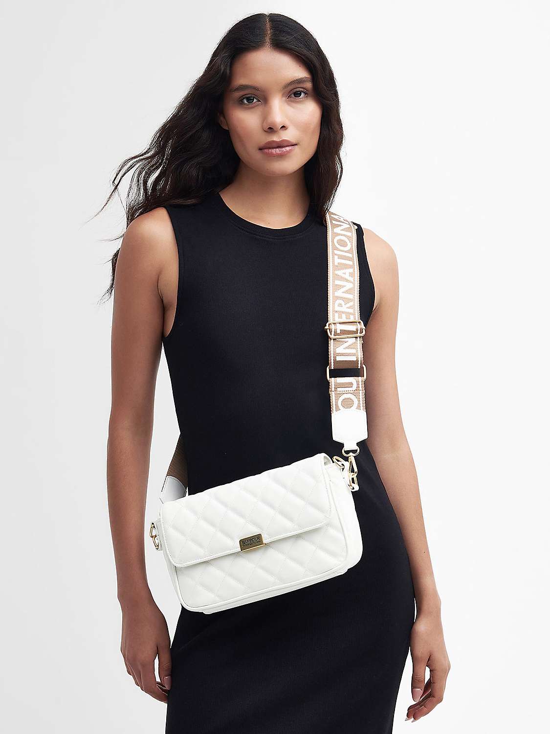 Buy Barbour International Sloane Quilted Crossbody Bag, White Online at johnlewis.com