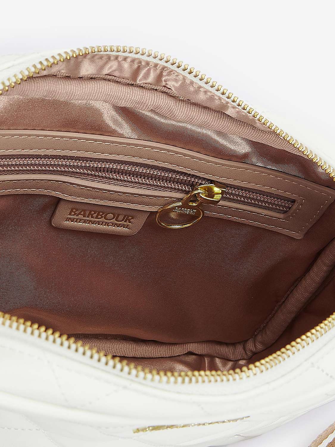 Buy Barbour International Sloane Quilted Crossbody Bag, White Online at johnlewis.com
