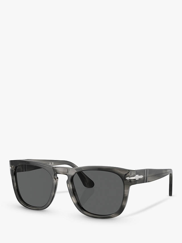 Persol PO3333S Unisex Elio Square Sunglasses, Striped Grey/Grey