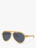 Dolce & Gabbana DG4452 Men's Aviator Sunglasses, Yellow Tortoise/Blue