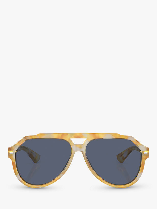 Dolce & Gabbana DG4452 Men's Aviator Sunglasses, Yellow Tortoise/Blue