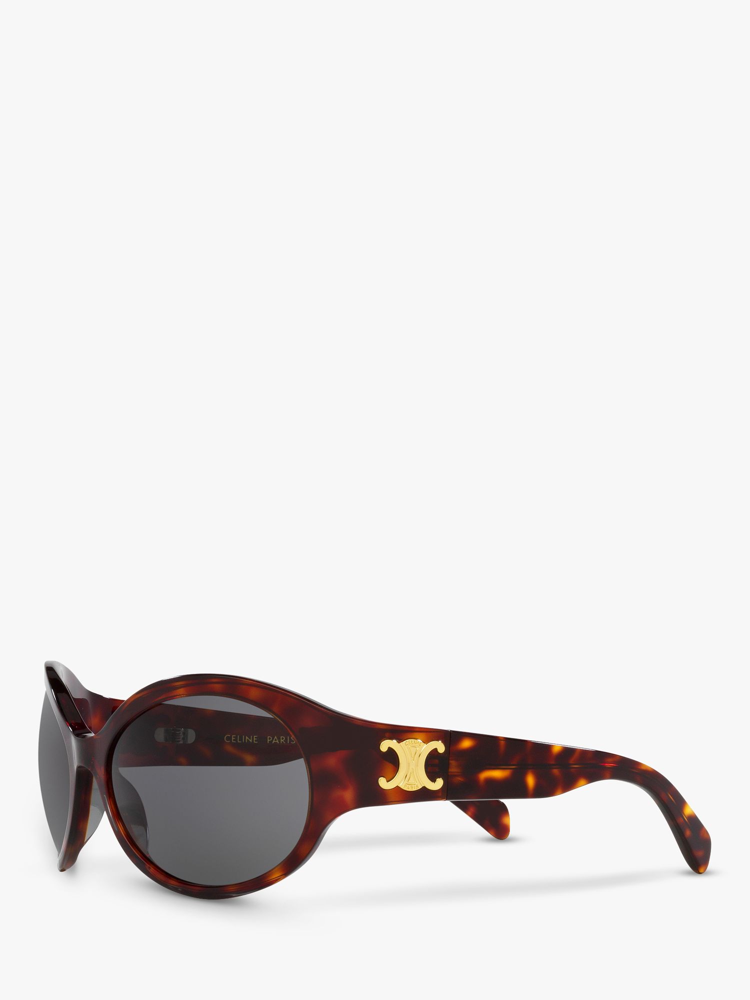 Celine CL40271I Women's Triomphe Oval Sunglasses, Tortoise/Grey