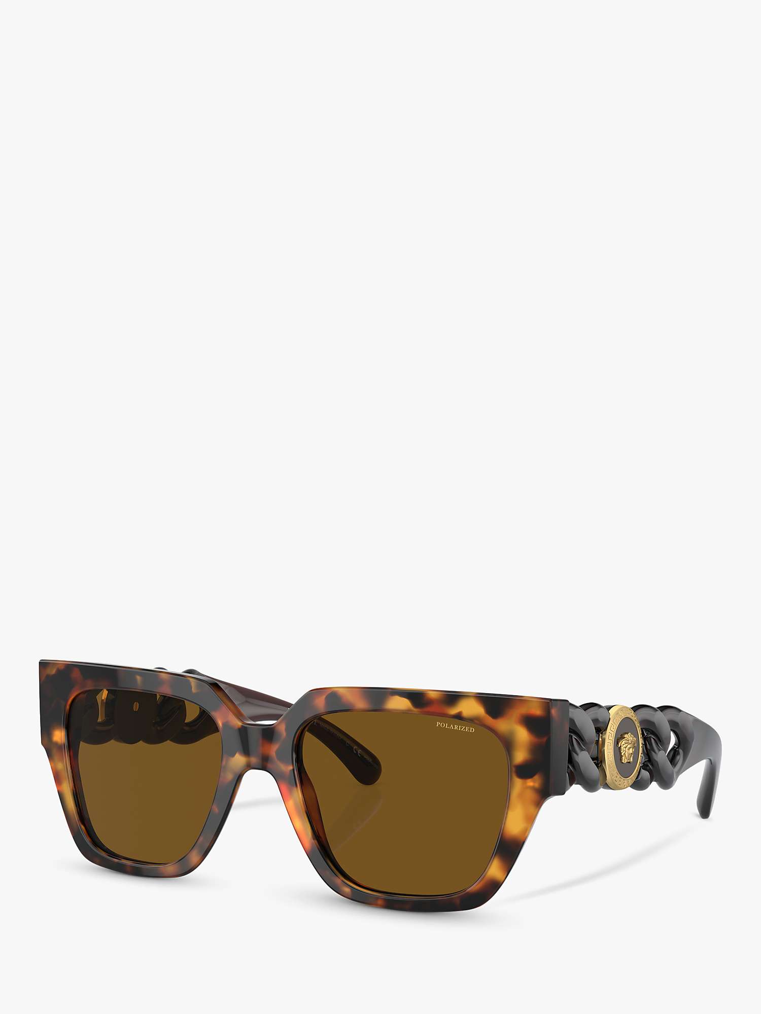Buy Versace VE4409 Women's Polarised Square Sunglasses, Tortoiseshell/Havana Online at johnlewis.com