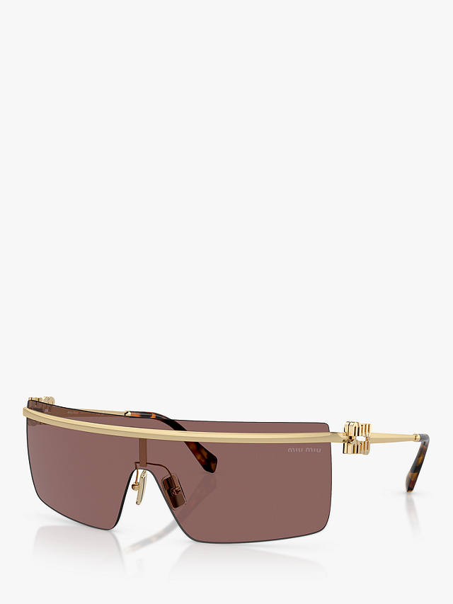 Miu Miu MU50ZS Women's Irregular Sunglasses, Pale Gold/Brown