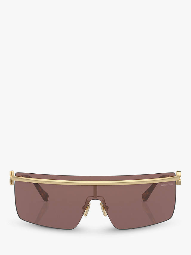 Miu Miu MU50ZS Women's Irregular Sunglasses, Pale Gold/Brown