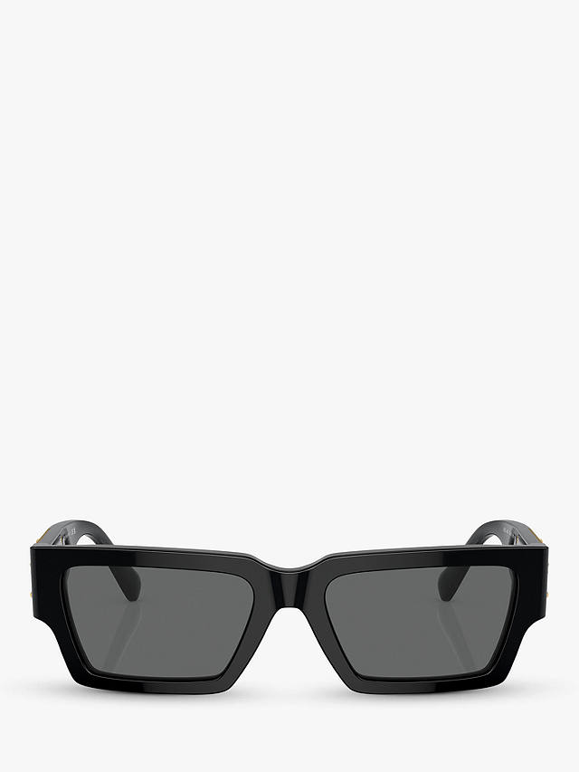 Versace VE4459 Unisex Rectangular Sunglasses, Black/Grey