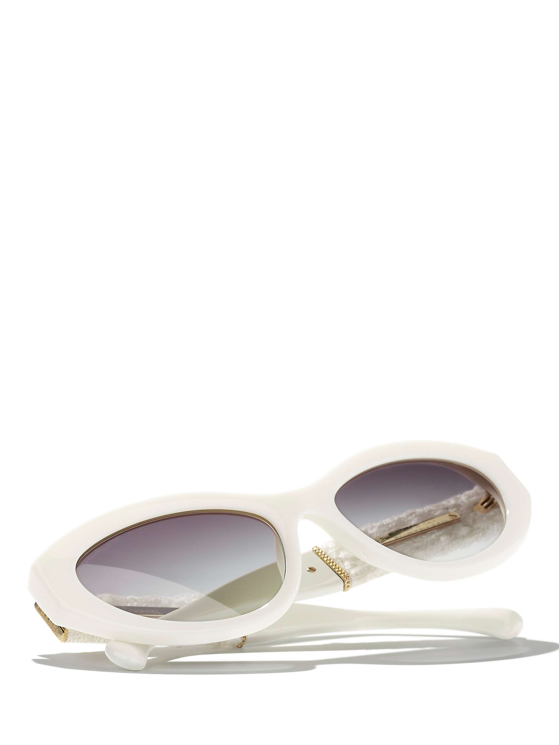 Buy CHANEL Cat Eye Sunglasses CH5513 White/Grey Gradient Online at johnlewis.com