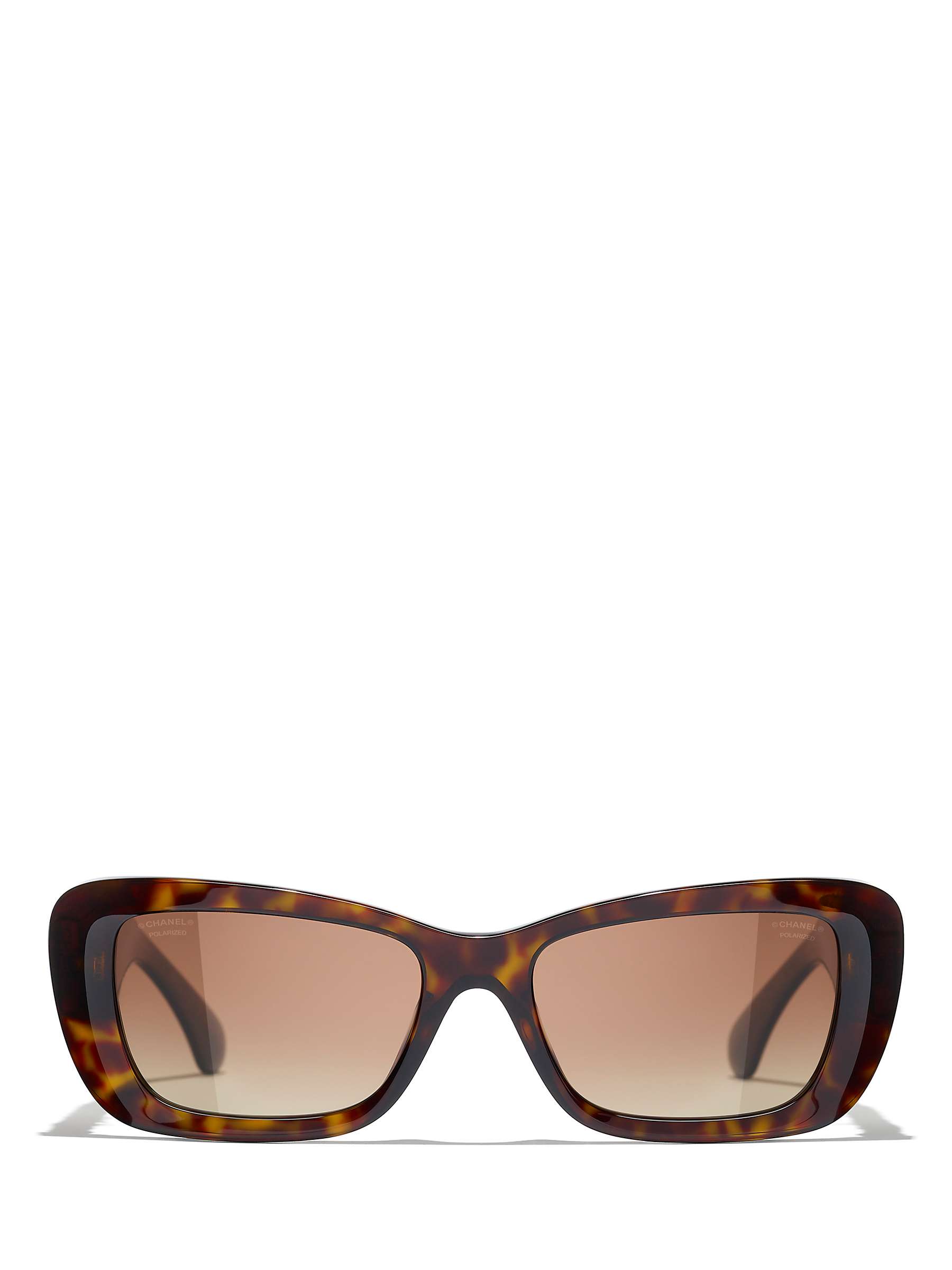 Buy CHANEL Rectangular Sunglasses CH5514 Dark Havana/Brown Gradient Online at johnlewis.com