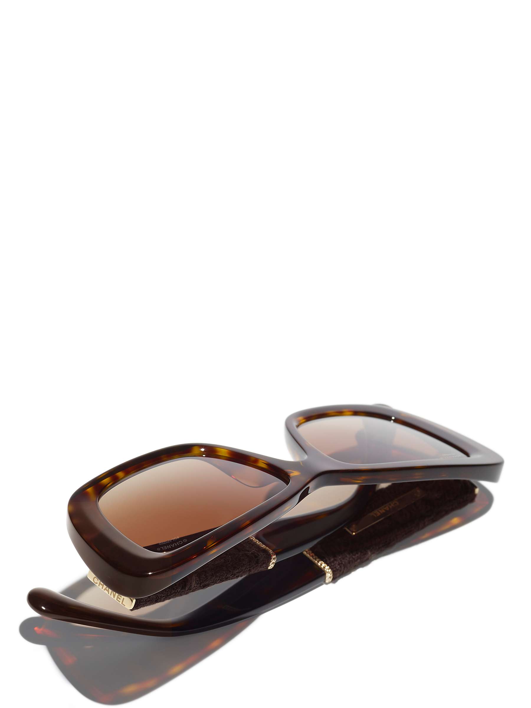 Buy CHANEL Rectangular Sunglasses CH5514 Dark Havana/Brown Gradient Online at johnlewis.com