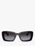 Miu Miu MU 07YS Women's Rectangular Sunglasses, Black/Grey Gradient