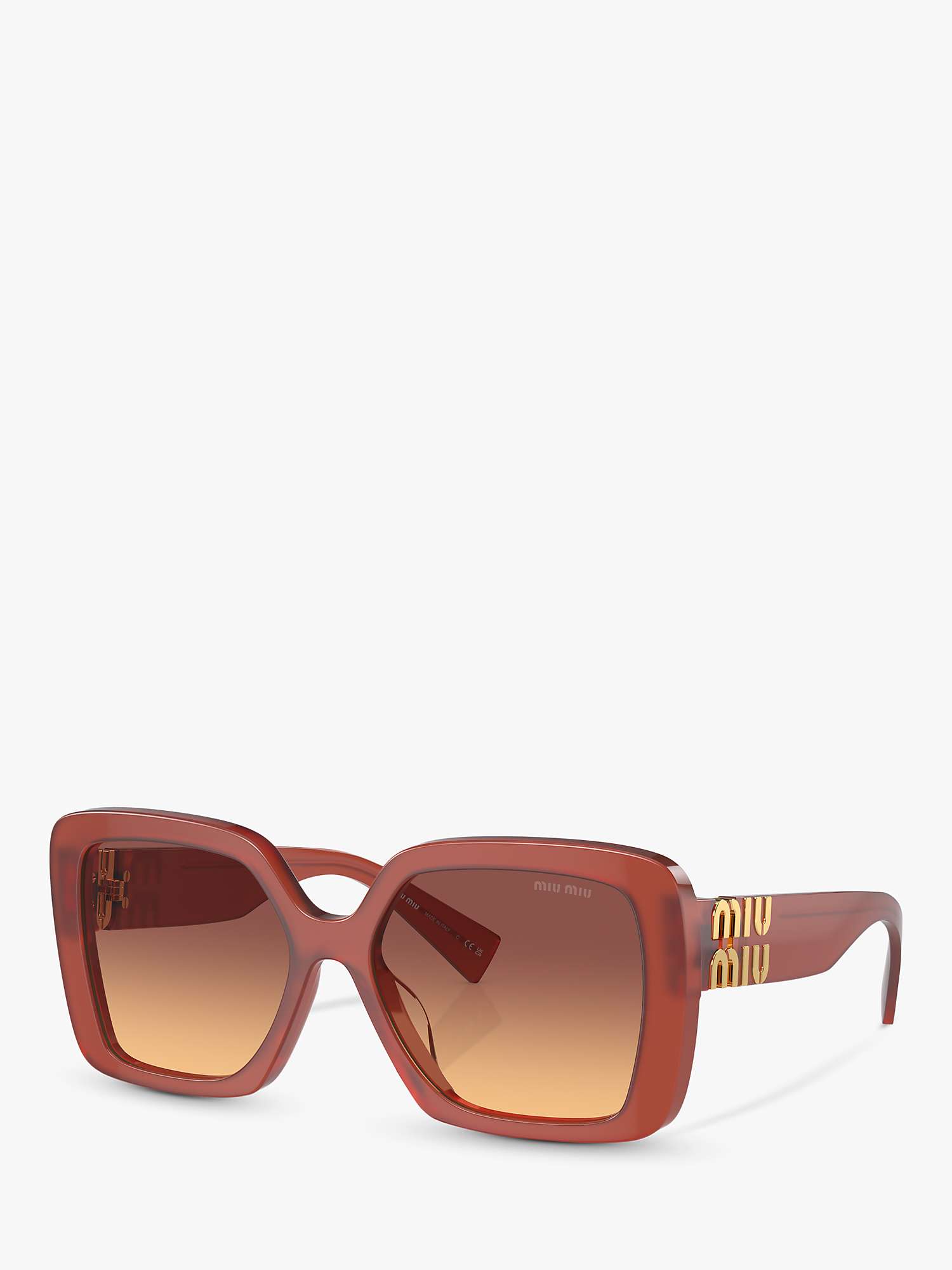 Buy Miu Miu MU 10YS Women's Chunky Square Sunglasses, Cognac Opal/Brown Gradient Online at johnlewis.com