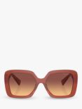 Miu Miu MU 10YS Women's Chunky Square Sunglasses, Cognac Opal/Brown Gradient