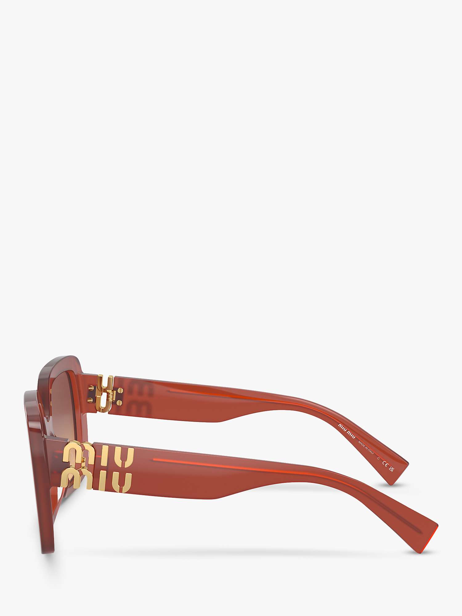 Buy Miu Miu MU 10YS Women's Chunky Square Sunglasses, Cognac Opal/Brown Gradient Online at johnlewis.com