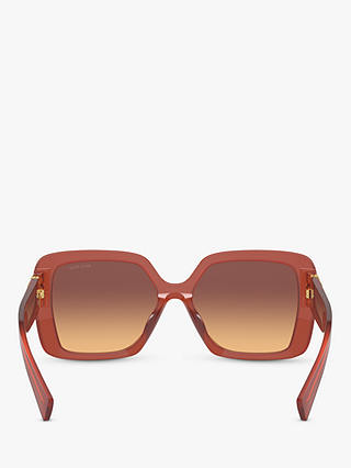 Miu Miu MU 10YS Women's Chunky Square Sunglasses, Cognac Opal/Brown Gradient
