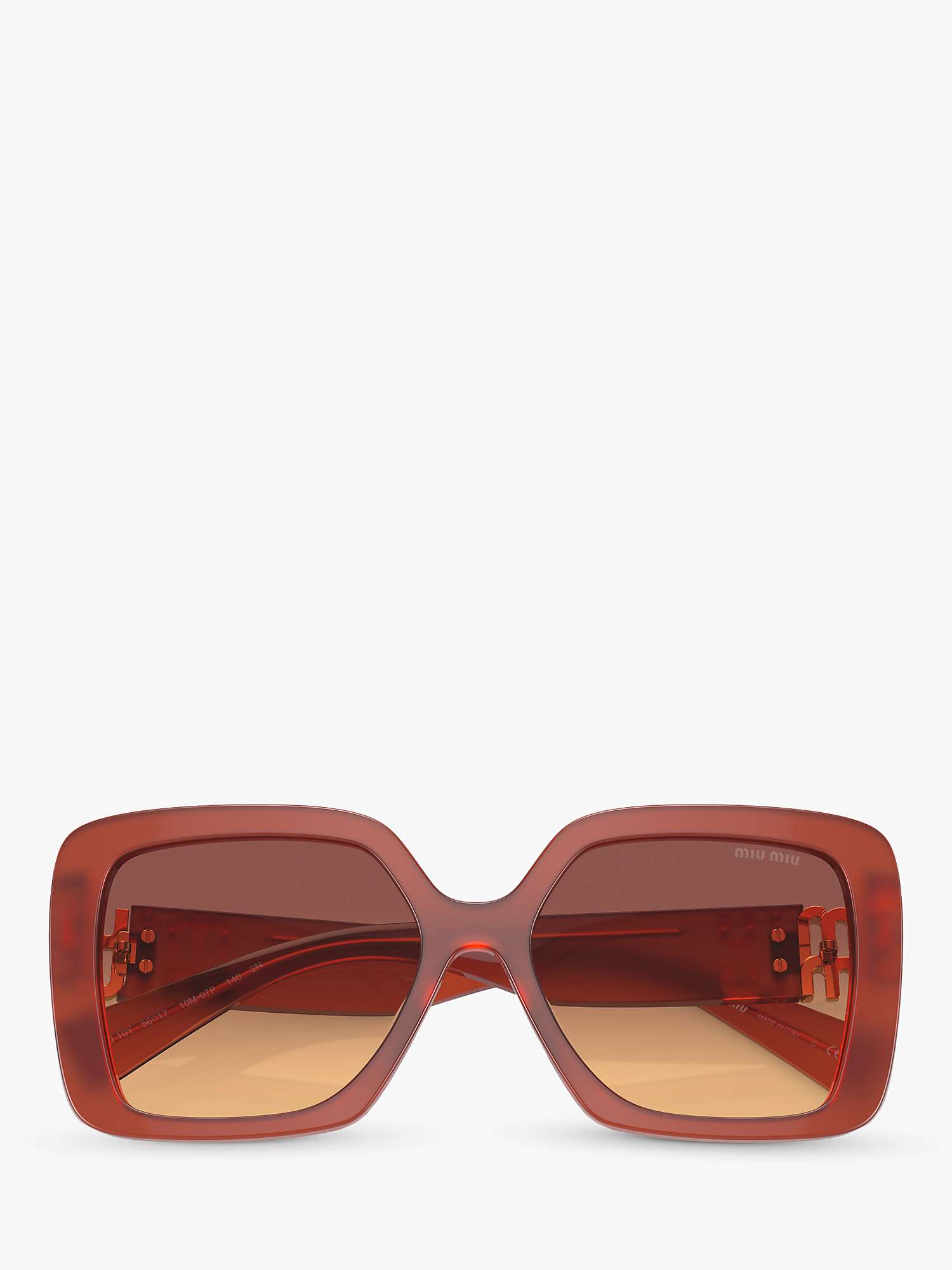 Buy Miu Miu MU 10YS Women's Chunky Square Sunglasses, Cognac Opal/Brown Gradient Online at johnlewis.com
