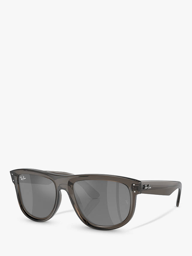 Ray-Ban RBR0501S Unisex Boyfriend Reverse Square Sunglasses, Transparent Grey/Grey
