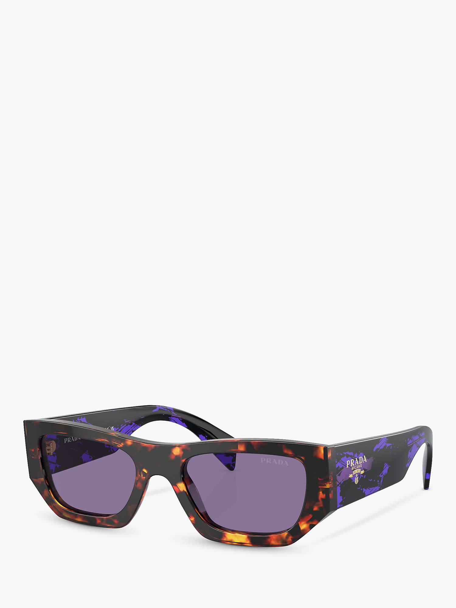 Buy Prada PR A01S Women's Rectangular Sunglasses, Havana/Purple Online at johnlewis.com