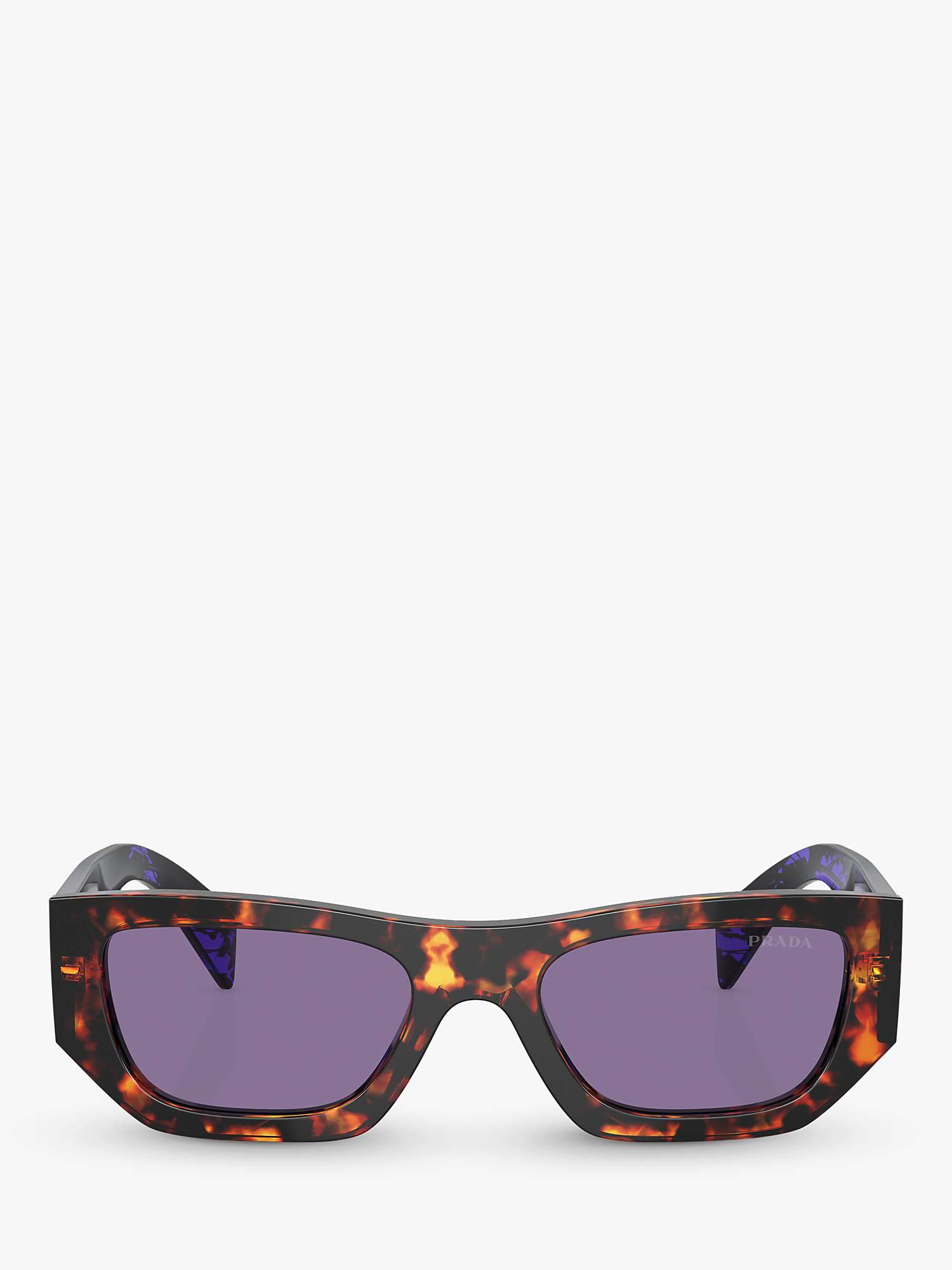 Buy Prada PR A01S Women's Rectangular Sunglasses, Havana/Purple Online at johnlewis.com