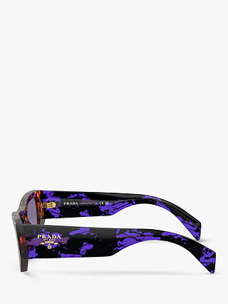 Prada PR A01S Women's Rectangular Sunglasses, Havana/Purple