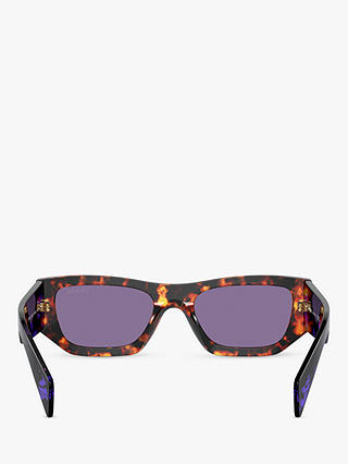 Prada PR A01S Women's Rectangular Sunglasses, Havana/Purple
