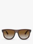 Ray-Ban RBR0501S Unisex Boyfriend Reverse Square Sunglasses, Transparent Brown/Brown