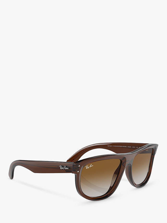 Ray-Ban RBR0501S Unisex Boyfriend Reverse Square Sunglasses, Transparent Brown/Brown