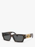 Versace VE4459 Unisex Rectangular Sunglasses, Havana/Black