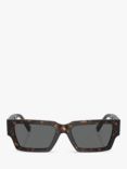 Versace VE4459 Unisex Rectangular Sunglasses, Havana/Black