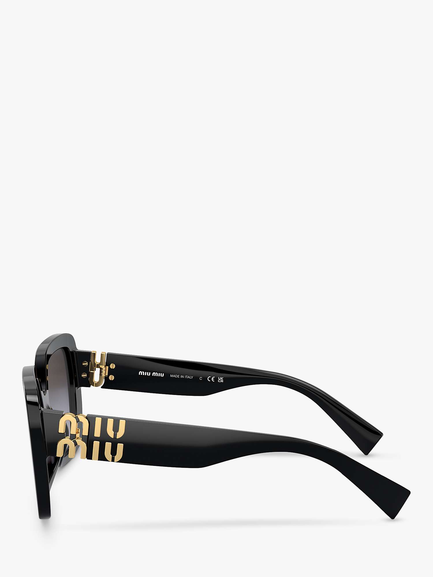 Buy Miu Miu MU10YS8 Women's Rectangular Sunglasses, Black Online at johnlewis.com