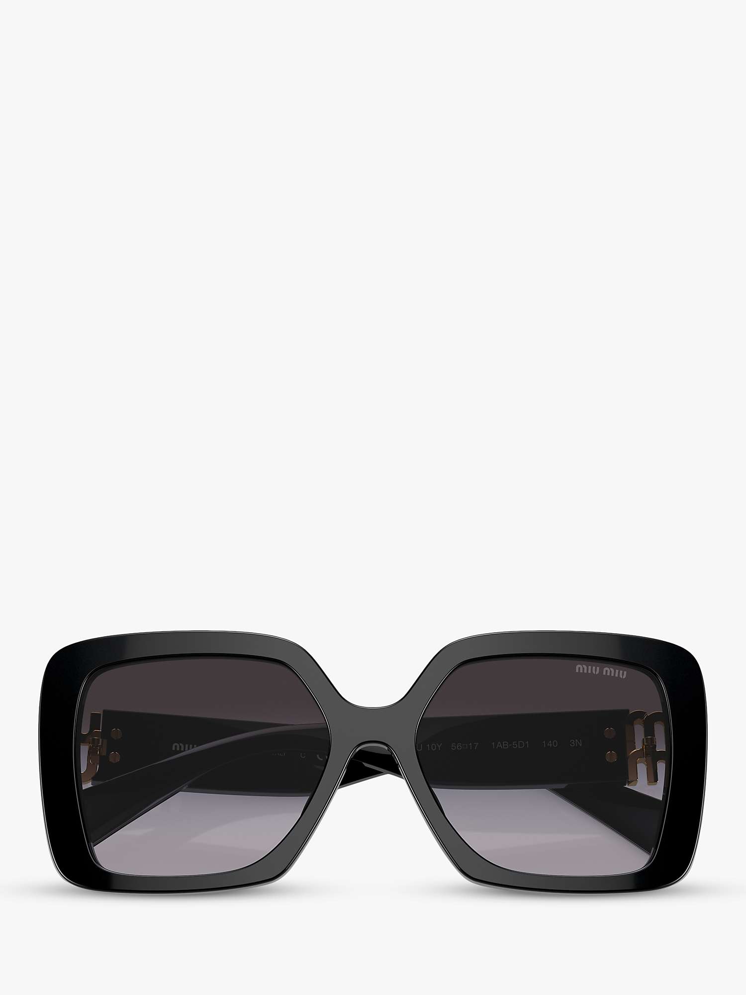 Buy Miu Miu MU10YS8 Women's Rectangular Sunglasses, Black Online at johnlewis.com
