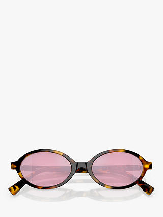 Miu Miu MU 04ZS Women's Oval Sunglasses, Honey Havana/Pink