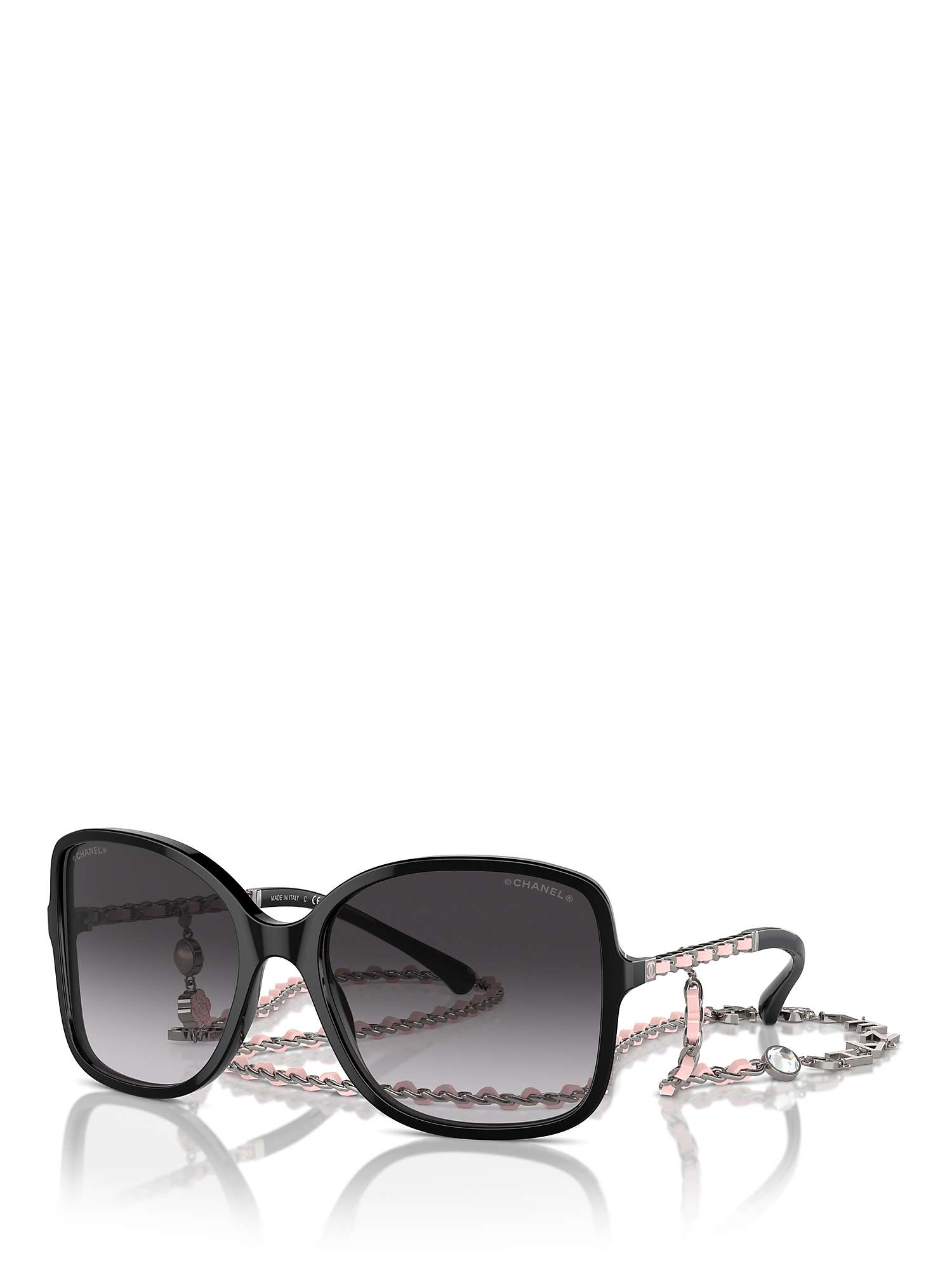 Buy CHANEL Square Sunglasses CH5210Q Black/Grey Gradient Online at johnlewis.com