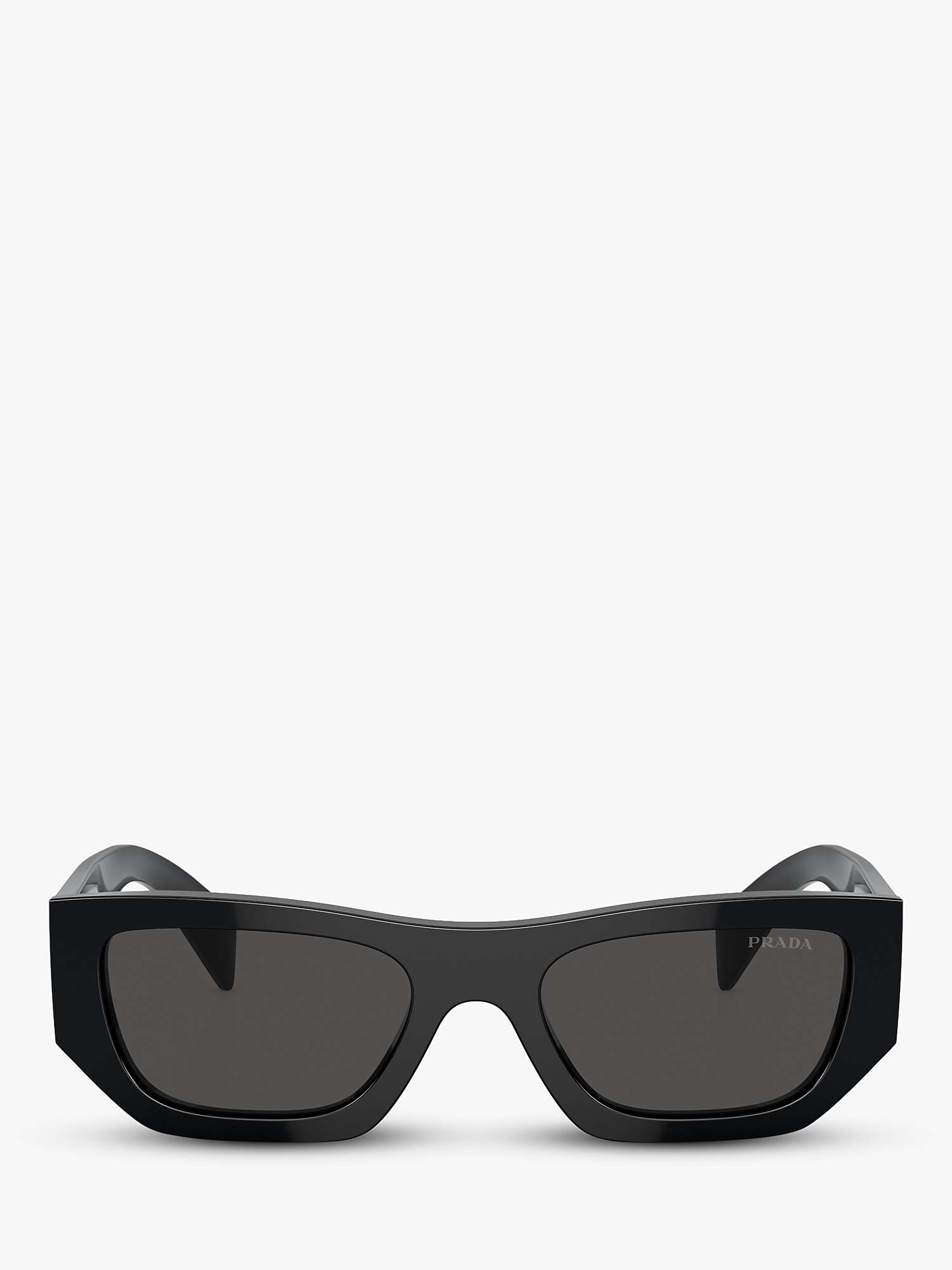 Buy Prada PR A01S Women's Rectangular Sunglasses, Black/Grey Online at johnlewis.com
