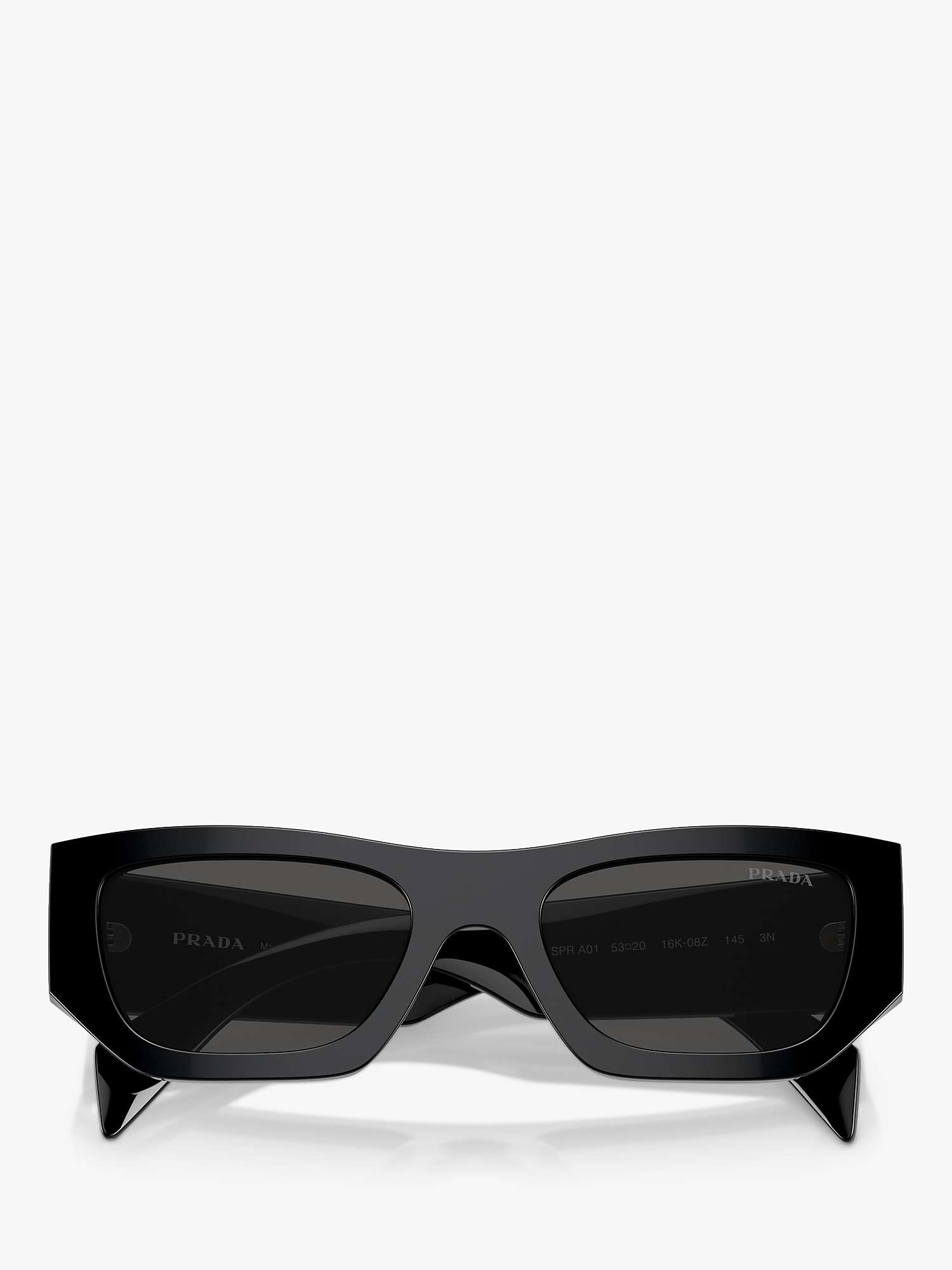 Buy Prada PR A01S Women's Rectangular Sunglasses, Black/Grey Online at johnlewis.com