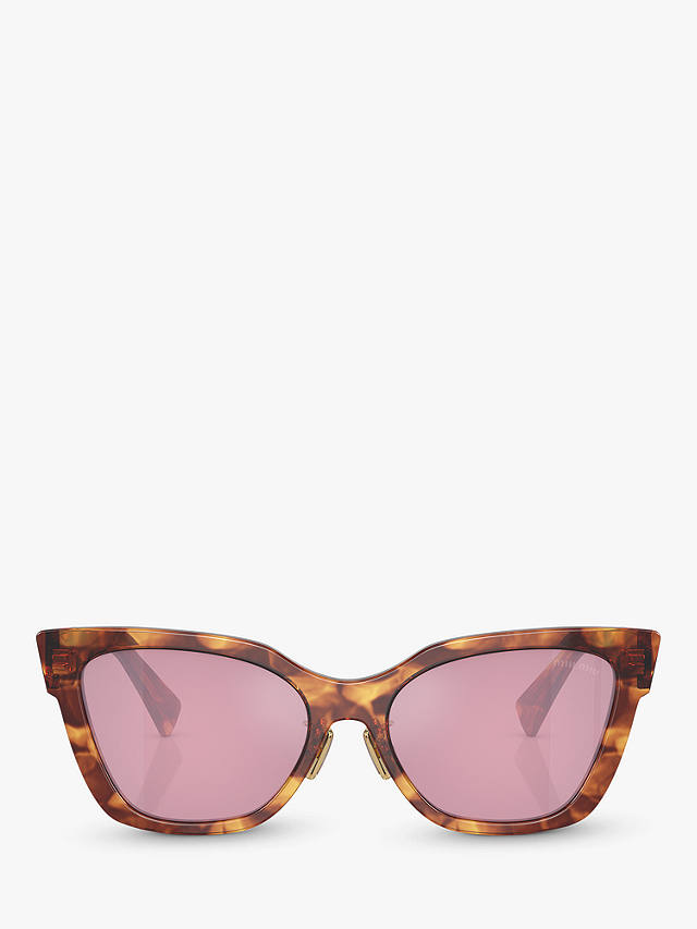 Miu Miu MU 02ZS Women's Cat's Eye Sunglasses, Striped Tobacco/Pink