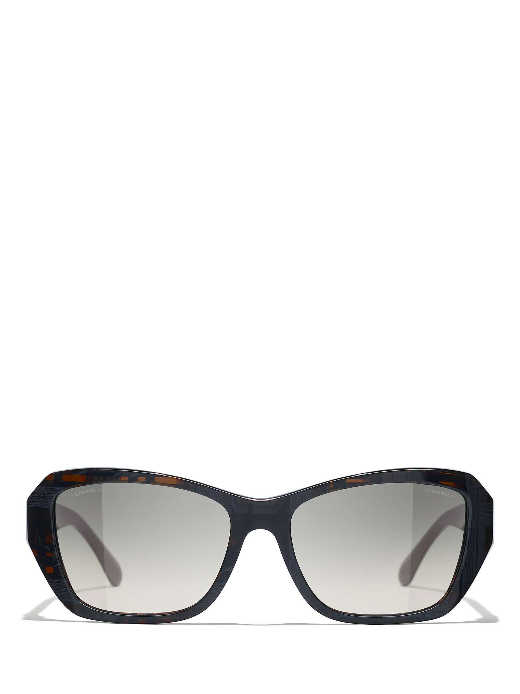 Buy CHANEL Rectangular Sunglasses CH5516 Black Tweed/Grey Gradient Online at johnlewis.com