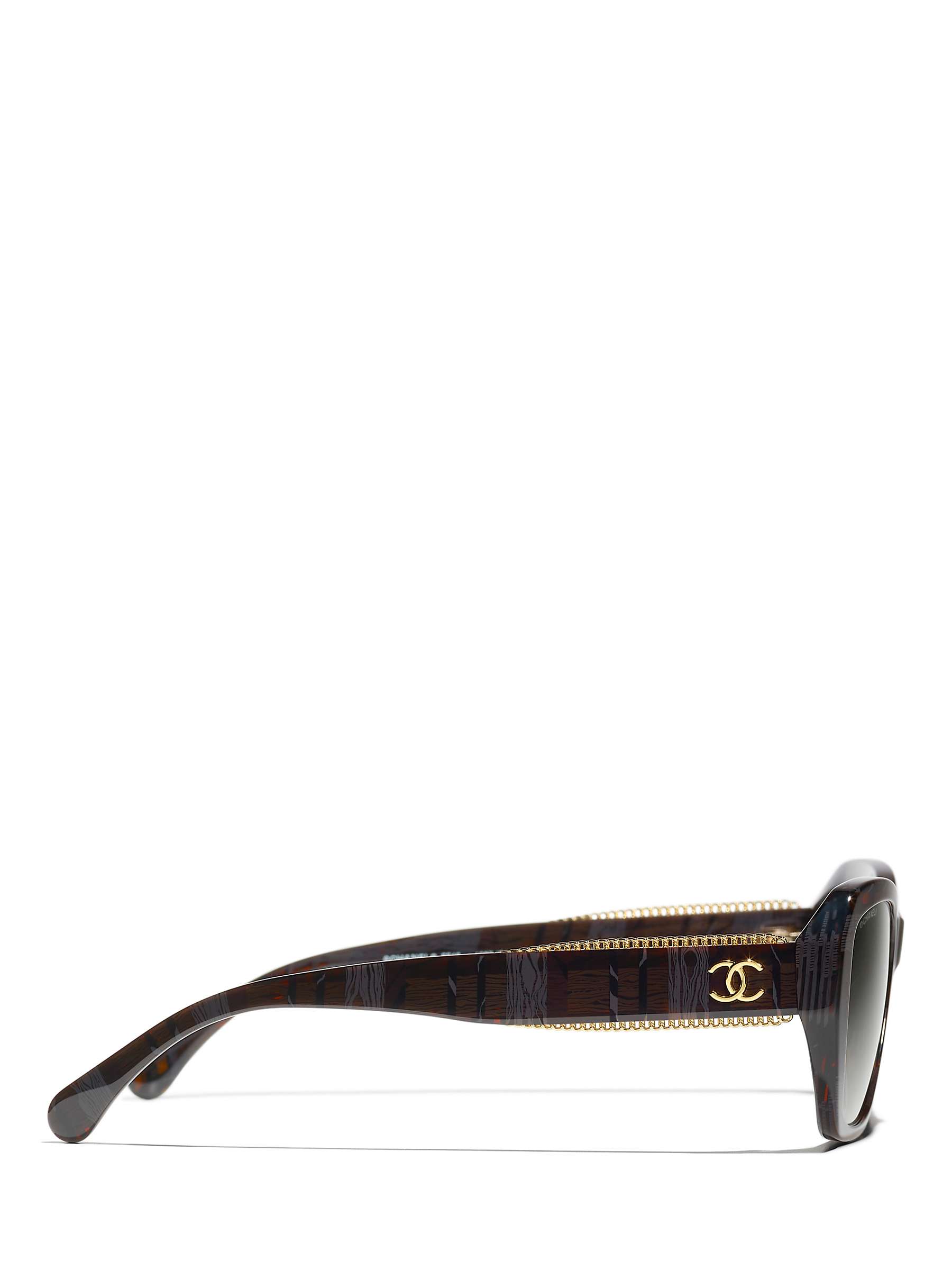 Buy CHANEL Rectangular Sunglasses CH5516 Black Tweed/Grey Gradient Online at johnlewis.com