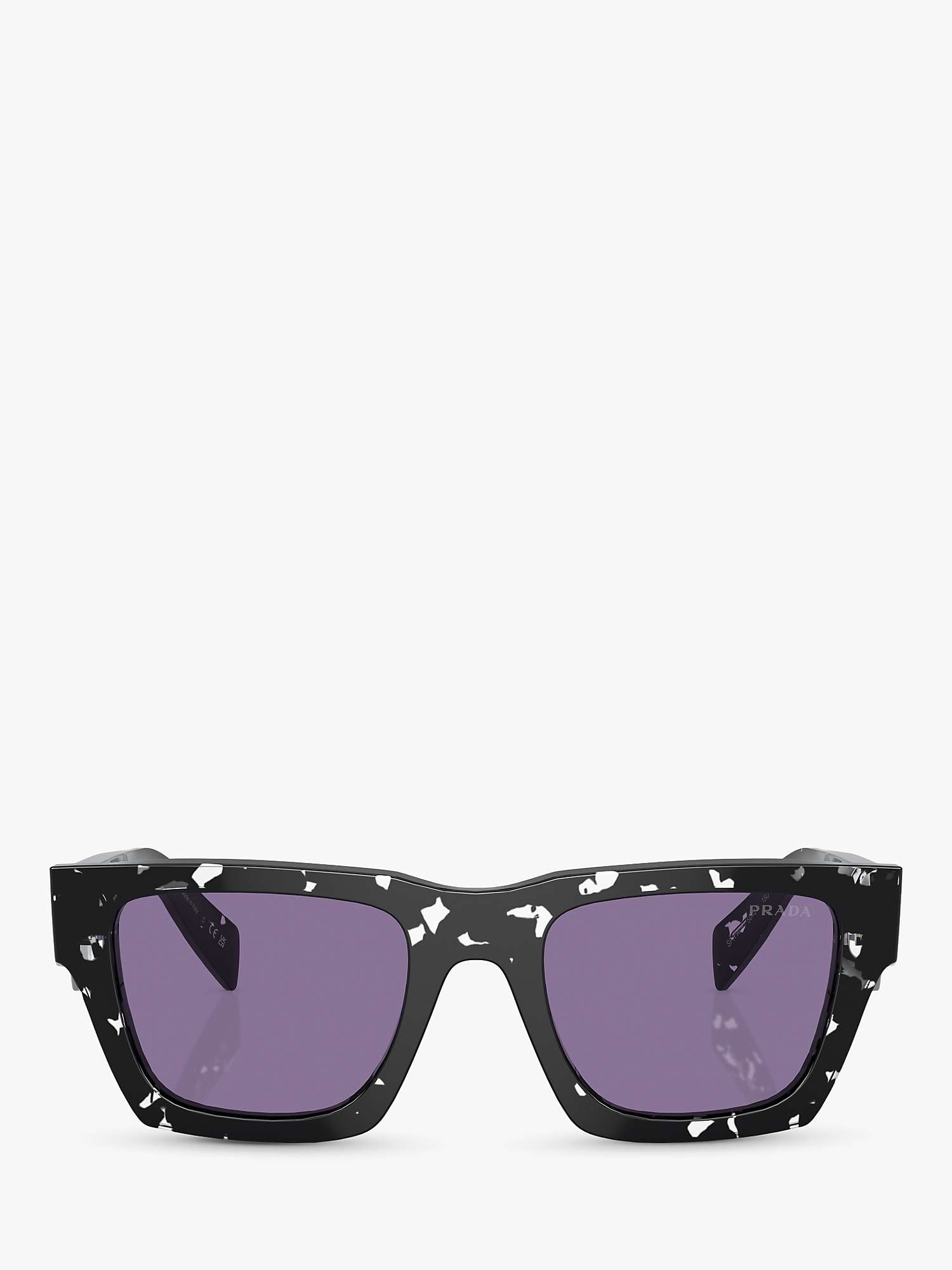 Buy Prada PR A06S Men's Rectangular Sunglasses, Black Tortoise/Violet Online at johnlewis.com