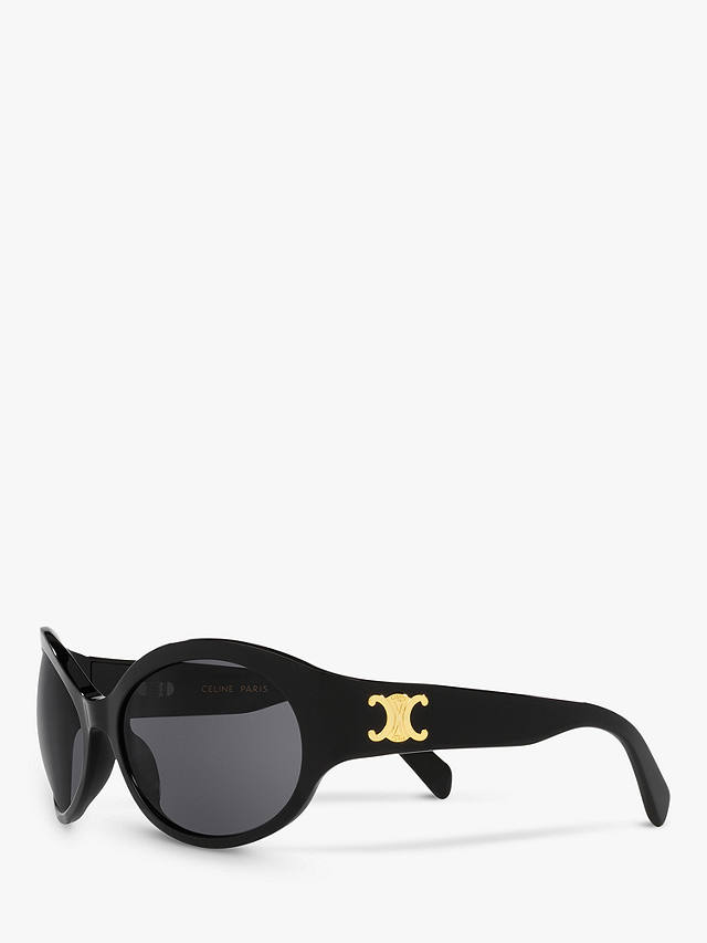 Celine CL40271I Women's Triomphe Oval Sunglasses, Black/Grey