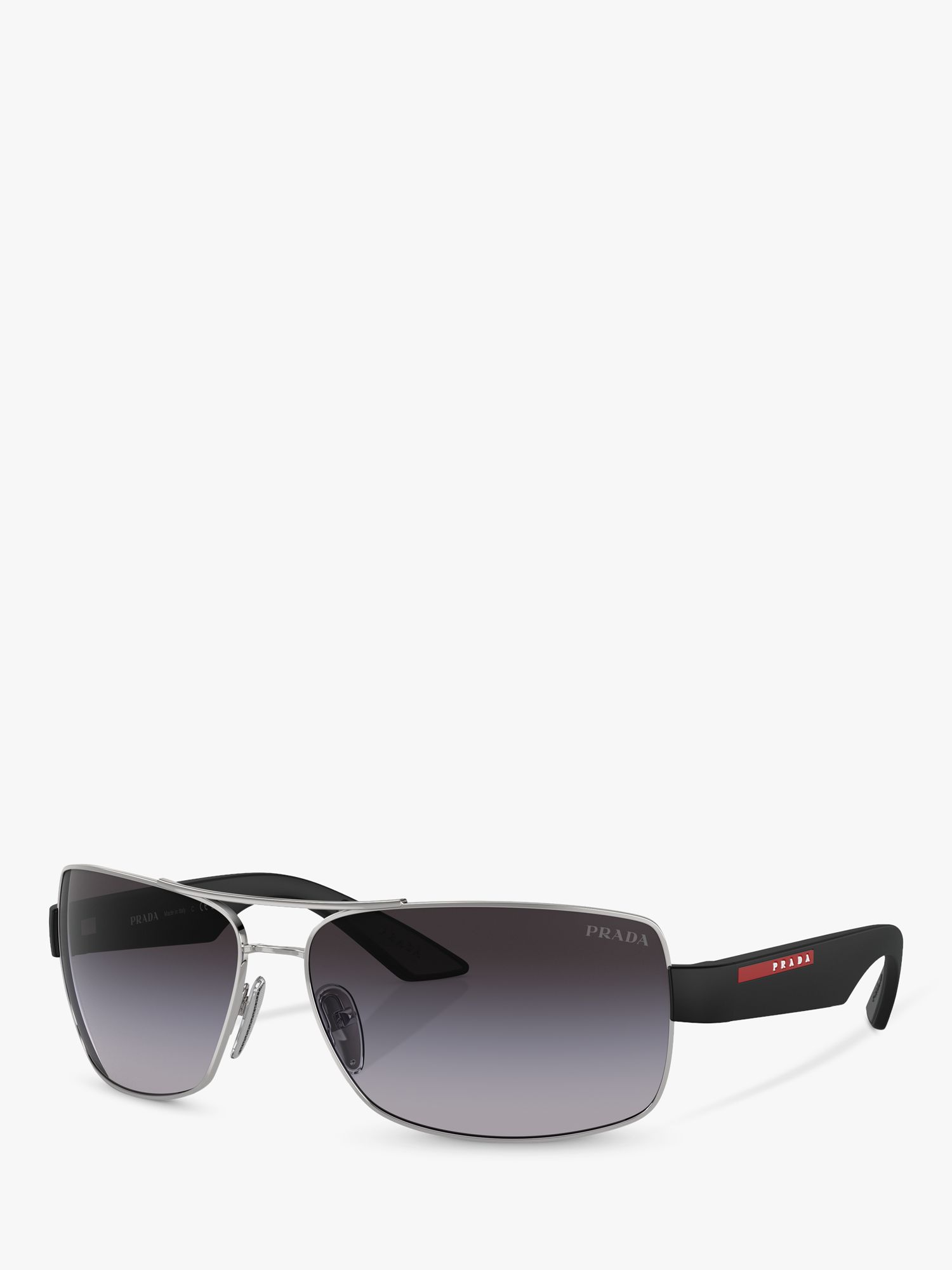 Prada Linea Rossa PS 50ZS Men's Rectangular Sunglasses, Silver/Grey ...