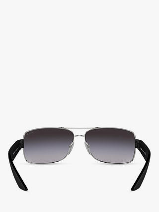 Prada Linea Rossa PS 50ZS Men's Rectangular Sunglasses, Silver/Grey Gradient