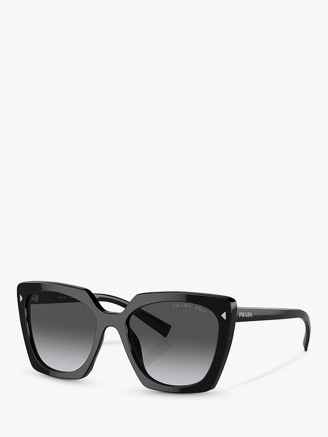 Prada PR 23ZS Women's Polarised Square Sunglasses, Black/Grey Gradient