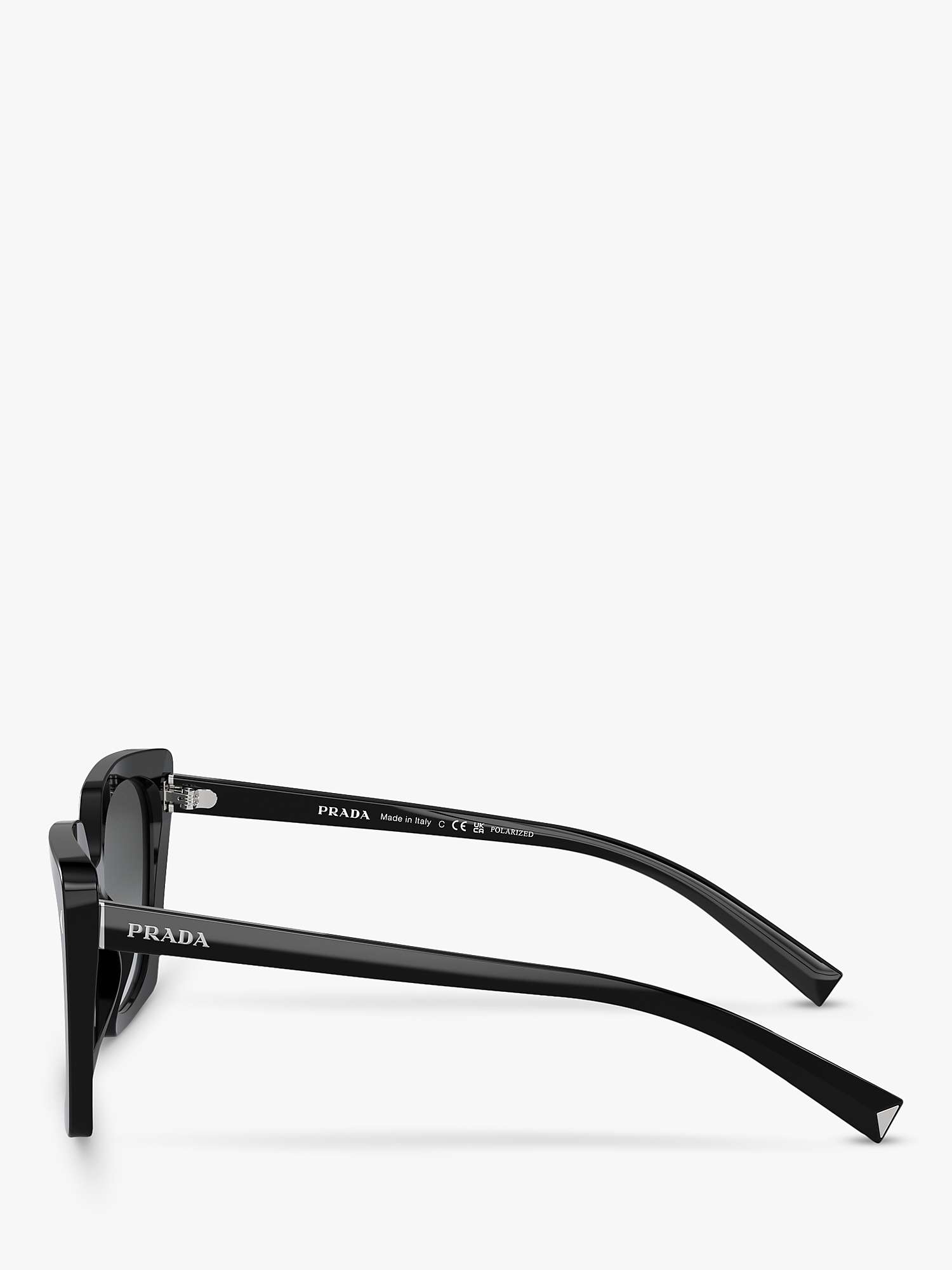 Buy Prada PR 23ZS Women's Polarised Square Sunglasses, Black/Grey Gradient Online at johnlewis.com